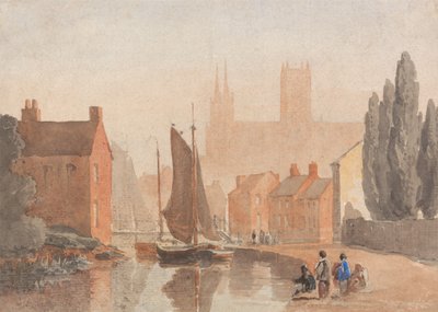Lincolnin katedraali Brayford Poolilta nähtynä tekijältä David Cox