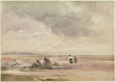 Lancaster Sandsilla, laskuvedellä, n. 1840-47 (w/c, kynä ja musta muste ja kynä paperilla) tekijältä David Cox