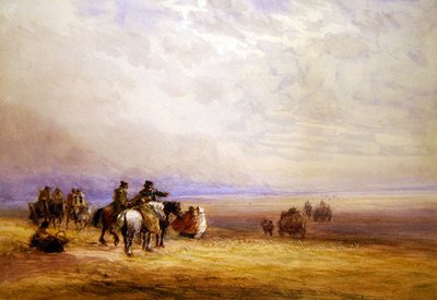 Valmistautuminen Lancaster Sandsin ylittämiseen (akvarelli paperille) tekijältä David Cox