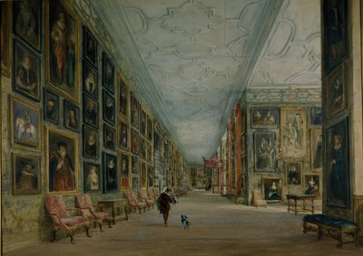 The Long Gallery, Hardwick (akvarelli paperille) tekijältä David Cox