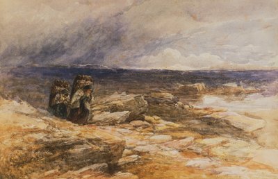 The Peat Gatherers lähellä Bettws-Y-Coedia, Pohjois-Wales (akvarelli) tekijältä David Cox