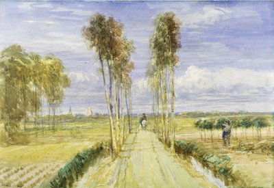 Poplar Avenue (akvarelli lyijykynällä ja musta liitu paperille) tekijältä David Cox