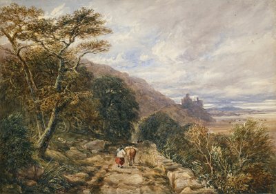 Maaseutupolku, joka johtaa Harlechin linnaan, 1842 tekijältä David Cox the elder