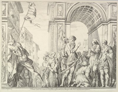 Pyhä Jaakob parantaa sokean miehen tarinasta Pyhien Jaakobin ja Christopherin tarina Eremissä..., 1776. tekijältä David Giovanni