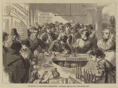 Rekrytointi King-Streetillä, Westminsterissä, kersantti Kite Public-House-baarissa. tekijältä David Henry Friston