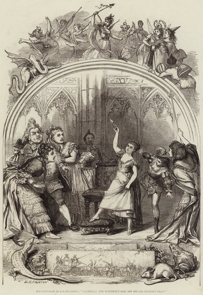 Pantomiimi Covent-Gardenissa, Cinderella, Perhospallo ja Heinäsirkkajuhla tekijältä David Henry Friston