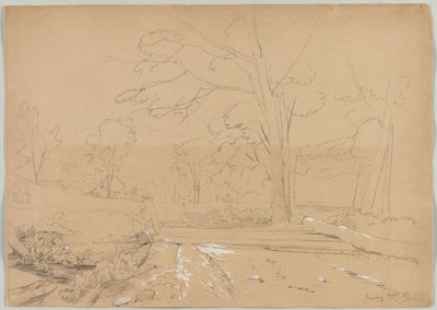 Maisema Man Fishingin kanssa, Conway, New Hampshire, 1851. tekijältä David Johnson