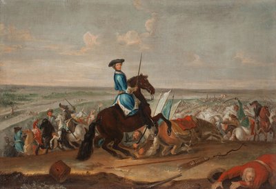 Kuningas Kaarle XII Narvan taistelussa 19. marraskuuta 1700 tekijältä David Krafft von