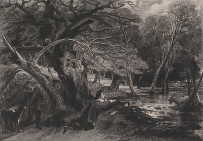 Jacques ja haavoittunut polttarit Shakespeare, kuten pidät, näytös 2, kohtaus 1, 1830. tekijältä David Lucas