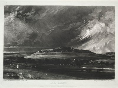 Erilaisia maisema-aiheita, tyypillisiä englantilaisille maisemille... Old Sarum, 1832. tekijältä David Lucas