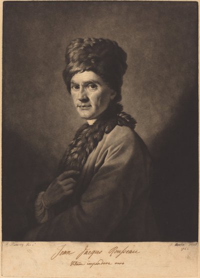 Jean-Jacques Rousseau tekijältä David Martin after Allan Ramsay