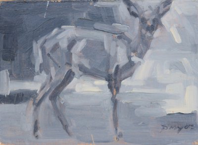 Bushbuck Doe, 2016 (öljy paneelille) tekijältä David Mayer