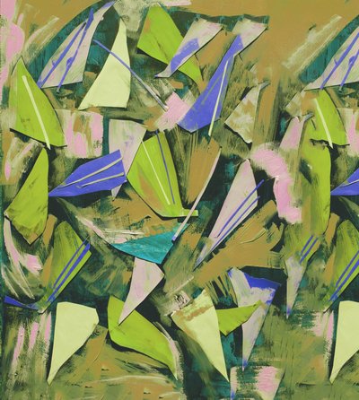 Ground Sample in Green, 2017, kollaasi paperille tekijältä David McConochie