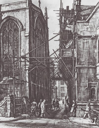 Oxford: Catte Street (litografia) tekijältä David Muirhead (after) Bone