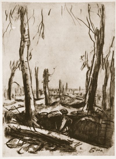 Raunioituneita juoksuhautoja Mametz Woodissa, kuvitus teoksesta 