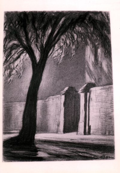 Lähiöyö, 1920 (hiili) tekijältä David Muirhead Bone