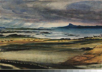 The Scuirr of Eigg (akvarelli paperille) tekijältä David Muirhead Bone