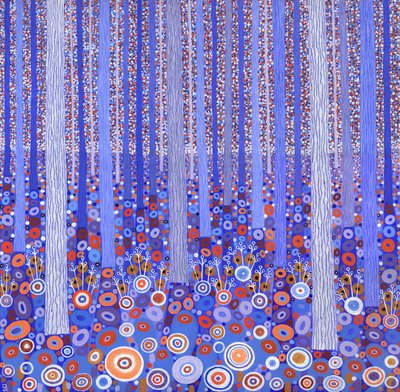 Sininen oranssi metsä, 2015 (akryyli kankaalle) tekijältä David Newton