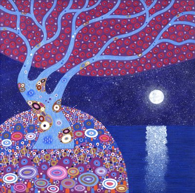 Keskiyön kuu, 2016 (akryyli kankaalle) tekijältä David Newton