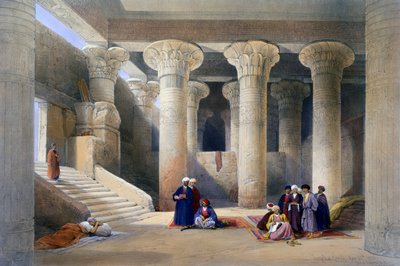 "Esnan temppelin sisustus Ylä-Egyptissä", 1838 tekijältä David Roberts, Louis Haghe