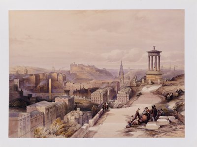 Näkymä Edinburghiin, elokuvasta "Skotlanti Delineated in a Series of Views by J.M.W. Turner, David Roberts, etc.", n. 1850 tekijältä David Roberts