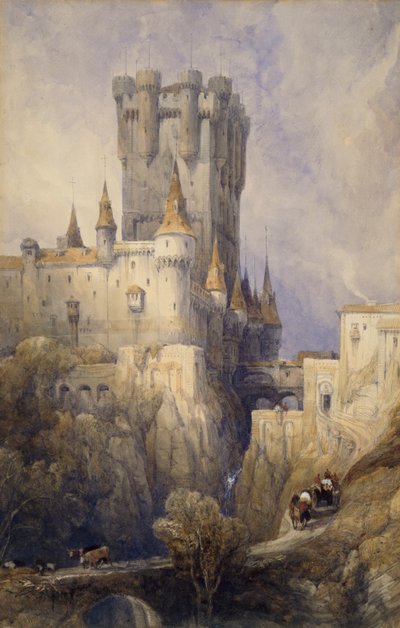 Alcazar, Segovia, Espanja, 1836 tekijältä David Roberts