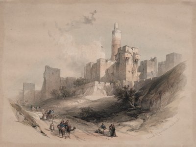 Jerusalemin linnoitus ilman muureja, Daavidin torni, 1839. tekijältä David Roberts