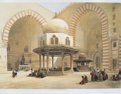 Egypti - 1800-luku - Kairo - Sulttaani Hassanin moskeija - Piha - Kaiverrus David Roberts tekijältä David Roberts