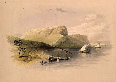Ibrimin linnoitus, Nubia, elokuvasta "Egypt and Nubia", Vol.1 (litho) tekijältä David Roberts