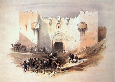 Pyhässä maassa: Jerusalem, Damaskoksen portti (kaiverrus). tekijältä David Roberts