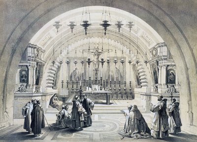 Jerusalemin Pyhän haudan kirkon sisätilat tekijältä David Roberts