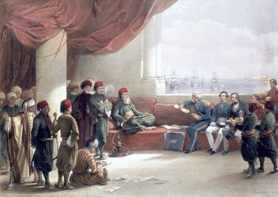 Egyptin varakuninkaan haastattelu hänen palatsissaan, Aleksandriassa, Egyptissä, 12. toukokuuta 1839, 1800-luku tekijältä David Roberts