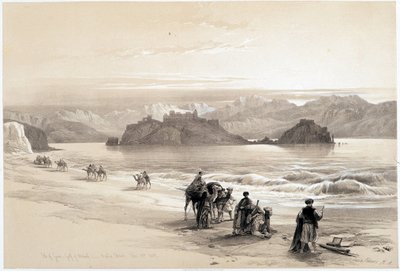 Graian saari, Akabahinlahti (Akaba tai Aqaba), piirros tehty 27.2.1839 "" Pyhässä maassa", Lontoo 1849 tekijältä David Roberts