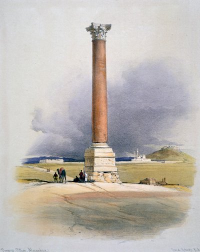 Pompeuksen pilari, Aleksandria, 1800-luku tekijältä David Roberts