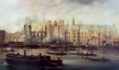 Parlamenttitalojen palaminen 16. lokakuuta 1834 tekijältä David Roberts