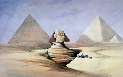 Suuri sfinksi ja pyramidit Gizassa, 1838-1839 tekijältä David Roberts