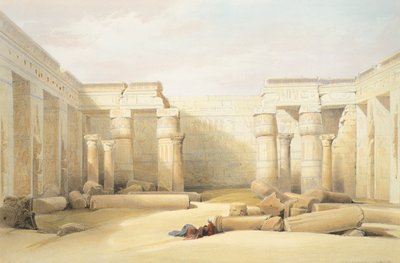 Medinet Abu temppeli Tebessä, David Roberts, kaiverrus tekijältä David Roberts