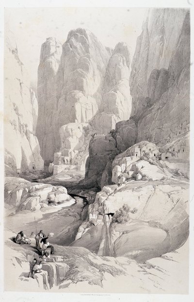 Theater (sisäänkäynti Petraan), piirustus tehty 10.3.1839 "Pyhässä maassa" Lontoossa 1849 tekijältä David Roberts