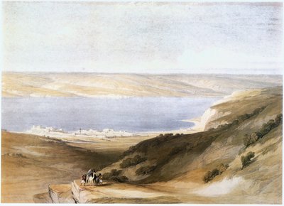 Tiberias ja Galilean meri, Israel (kaiverrus) (kaiverrus) tekijältä David Roberts
