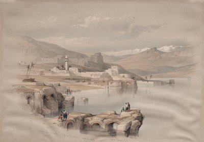 Tiberias, muureilta, Turvallisuus etäisyydellä, 1839. tekijältä David Roberts