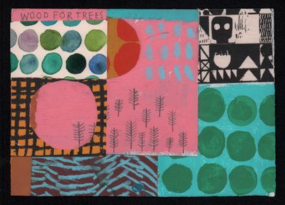 Wood For Trees, 2023 (maali ja kollaasi) tekijältä David Shillinglaw