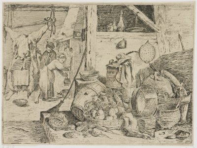 keittiön sisustus tekijältä David Teniers (II) (attributed to)
