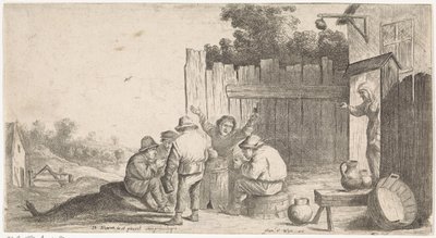 Viisi viljelijää noin tonnin verran Ulkoilma-genrekohtaukset (sarjan nimi) tekijältä David Teniers (II) (attributed to workshop of)