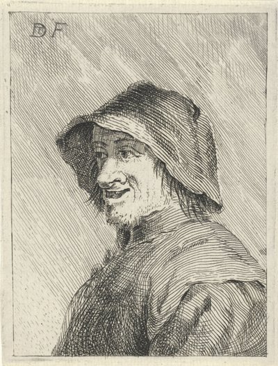 Maanviljelijä hattu päässä vasemmalla tekijältä David Teniers (II)