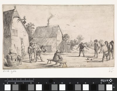 Maanviljelijät pelaavat petankkia Ulkoilma-genrekohtaukset (sarjan nimi) tekijältä David Teniers (II)