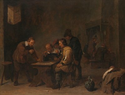 Pelaajat Miehet kuutioivat tavernassa tekijältä David Teniers (II)