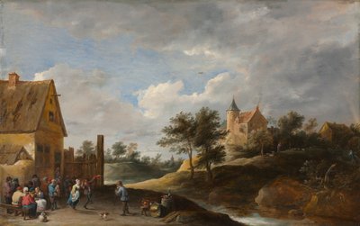 Maisema talonpoikien tanssiessa tekijältä David Teniers