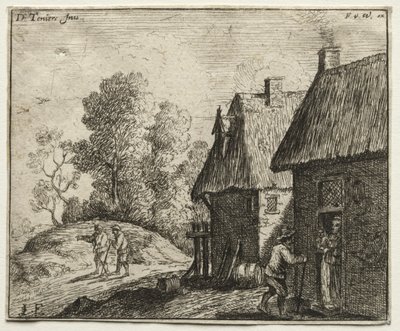 Talonpoika puhuu naiselle. tekijältä David Teniers the Elder