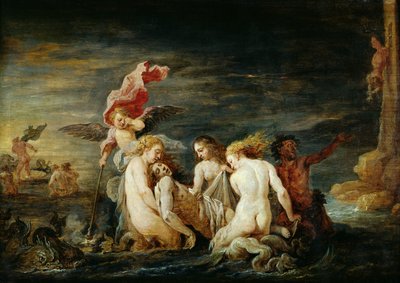 Hero ja Leander: Leander Nereidojen löytämänä, kopio Domenico Fetin maalauksesta, 1650-56. tekijältä David Teniers the Younger