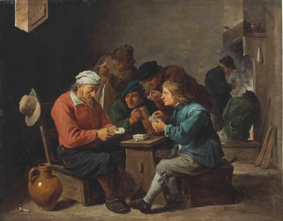 Talonpojat pelaavat korttia sisätiloissa tekijältä David Teniers the Younger